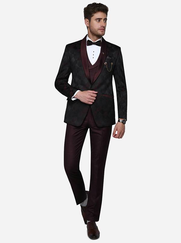 Wine & Dark Grey Suit | JadeBlue