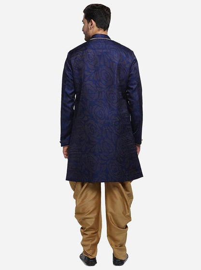 Navy Blue & Golden Semi Indowestern | Azania