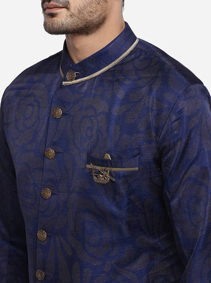 Navy Blue & Golden Semi Indowestern | Azania