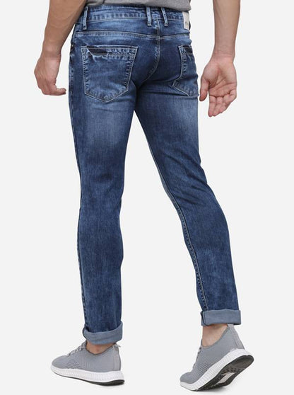 Dark Blue Narrow Fit Solid Jeans | Greenfibre