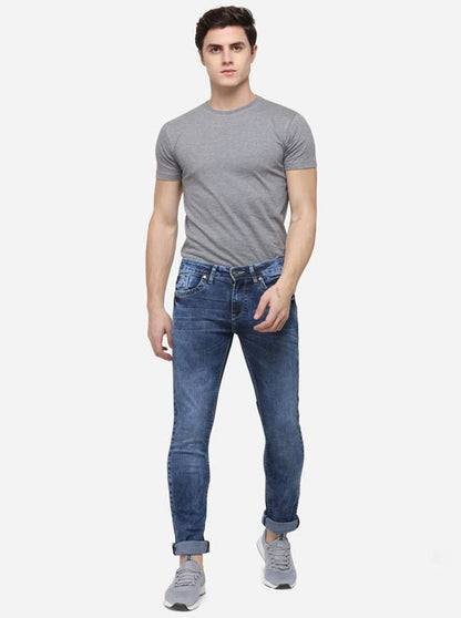 Dark Blue Narrow Fit Solid Jeans | Greenfibre