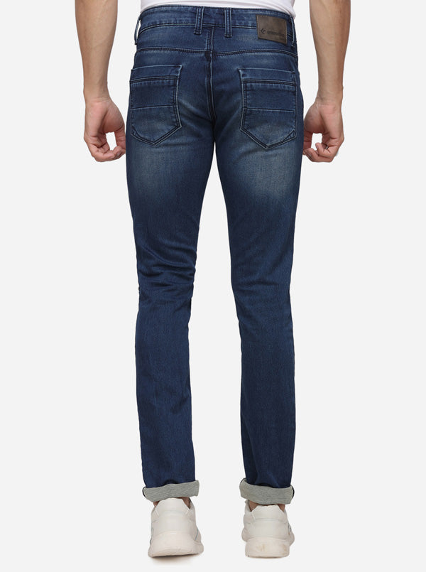 Dark Blue Solid Narrow Fit Jeans | Greenfibre
