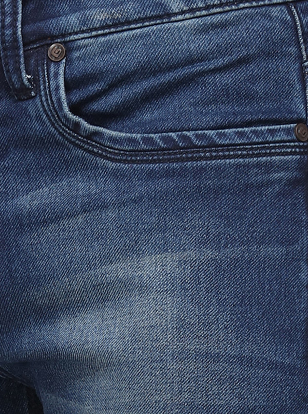 Dark Blue Solid Narrow Fit Jeans | Greenfibre