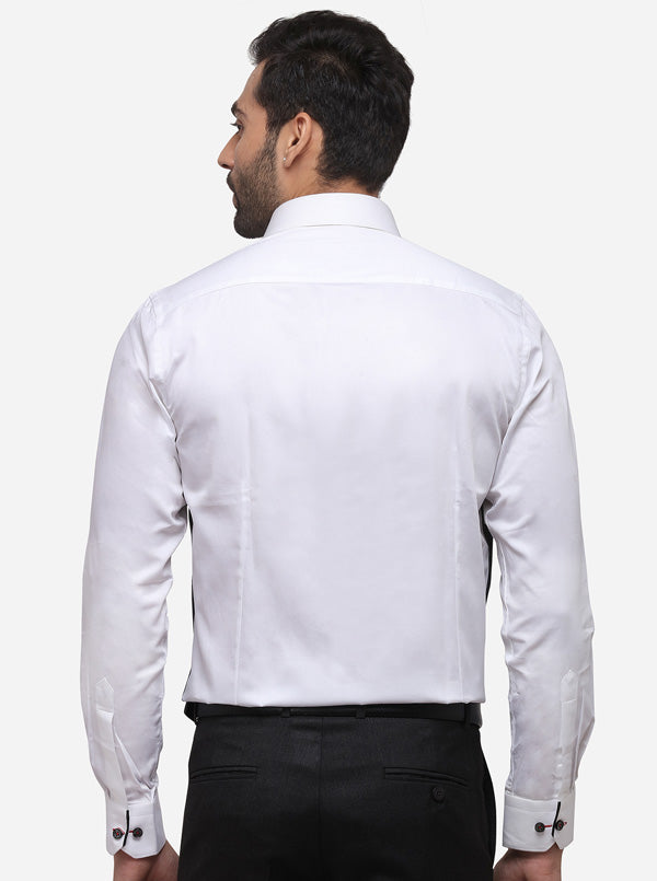 White & Black Printed Slim Fit Party Wear Shirt | JB Studio