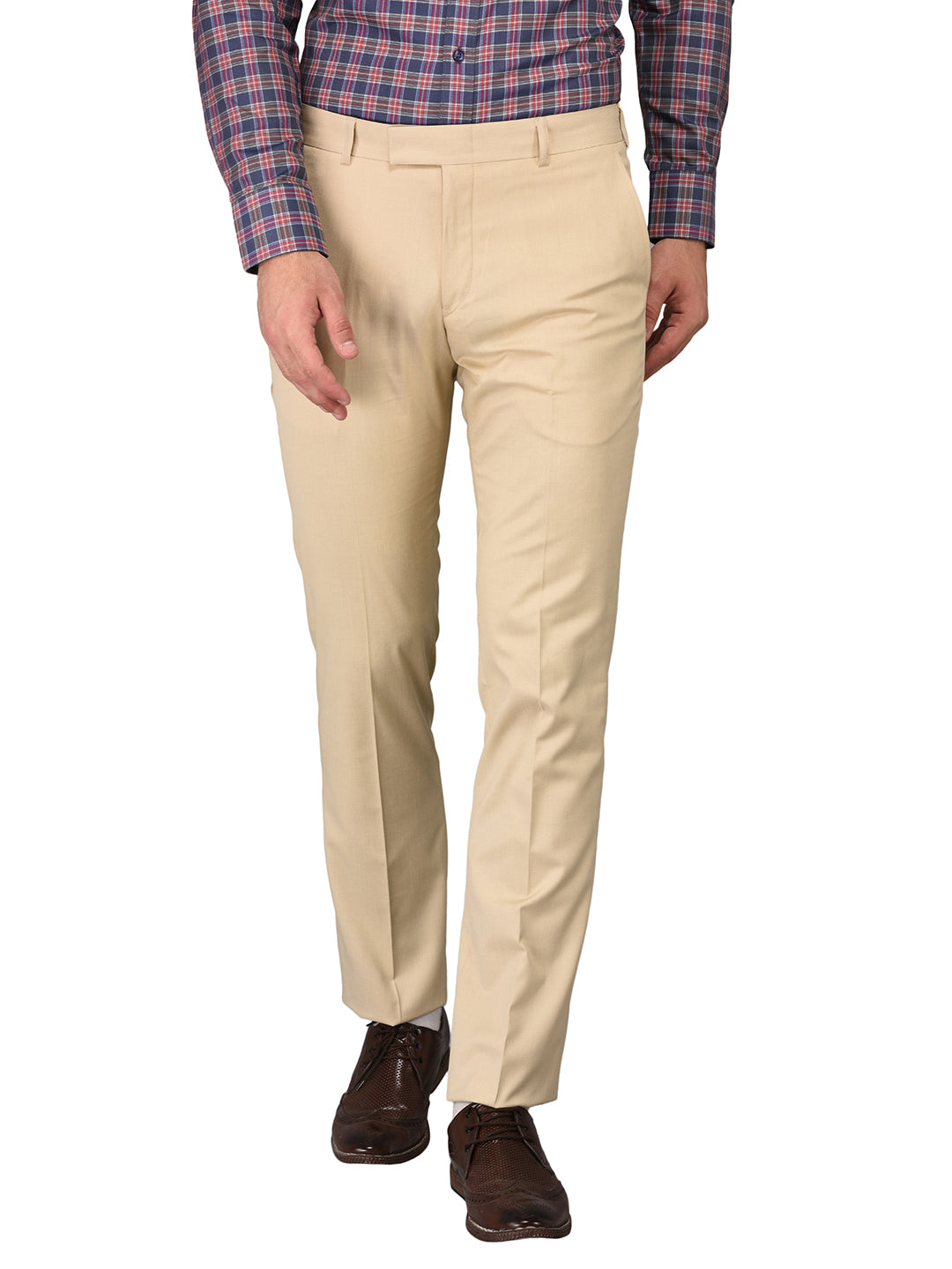 Greenfibre Cream Slim Fit Formal Trouser