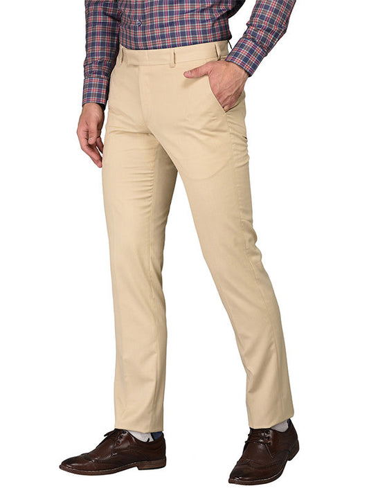 Greenfibre Cream Slim Fit Formal Trouser