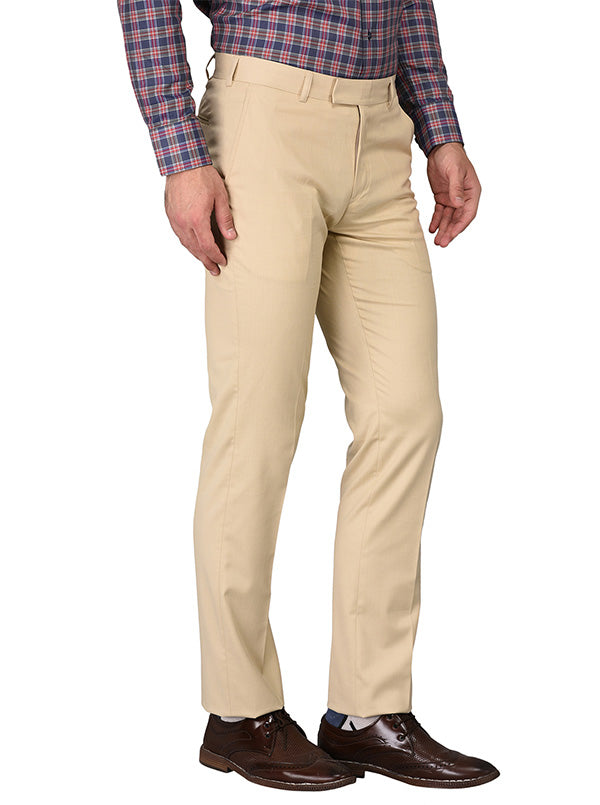 Greenfibre Cream Slim Fit Formal Trouser