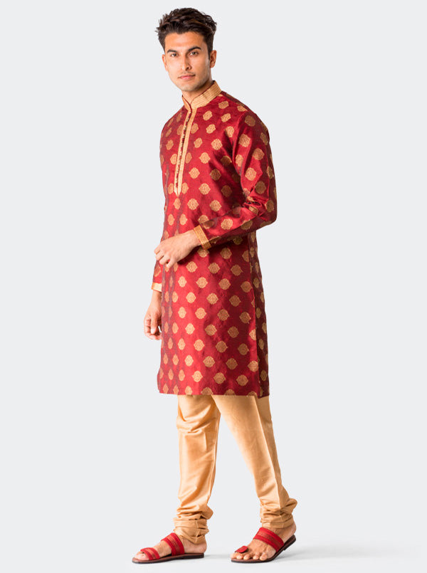 Maroon Printed Kurta Set