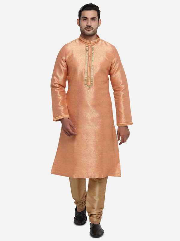 Peach & Golden Kurta Set | Azania