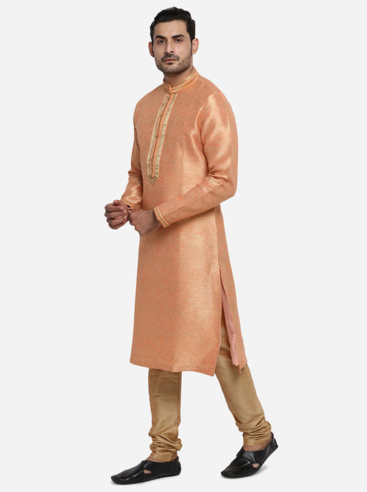 Peach & Golden Kurta Set | Azania