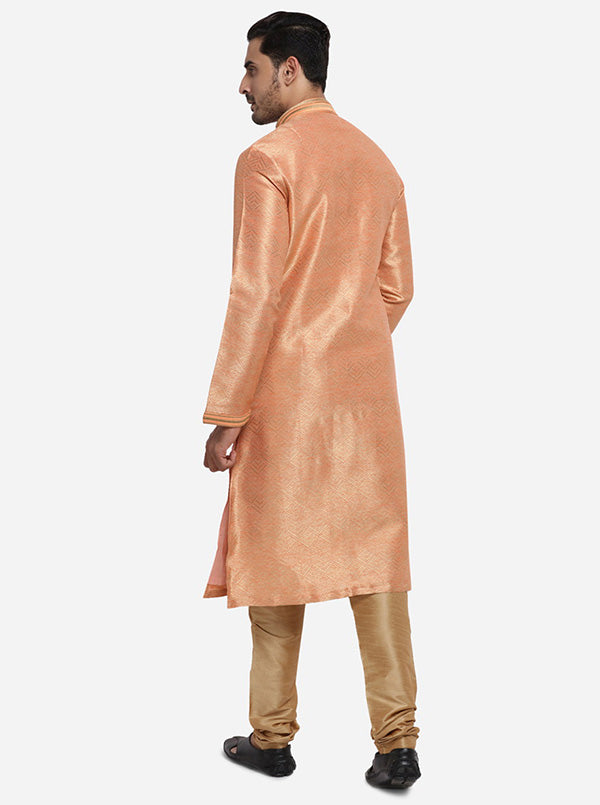 Peach & Golden Kurta Set | Azania