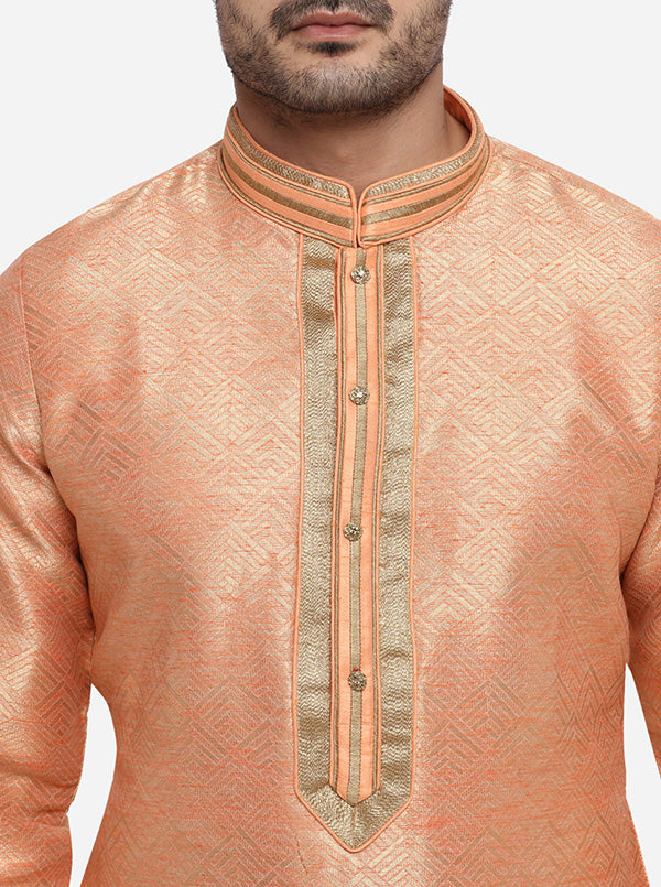 Peach & Golden Kurta Set | Azania