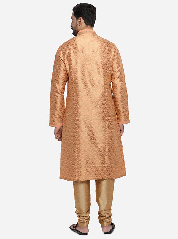 Light Orange & Golden Kurta Set | Azania