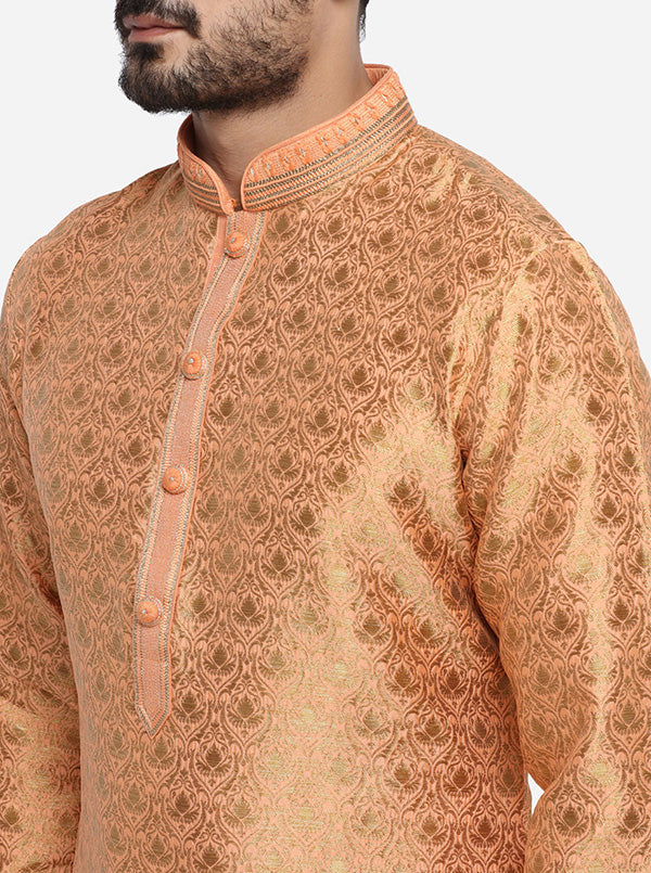 Light Orange & Golden Kurta Set | Azania