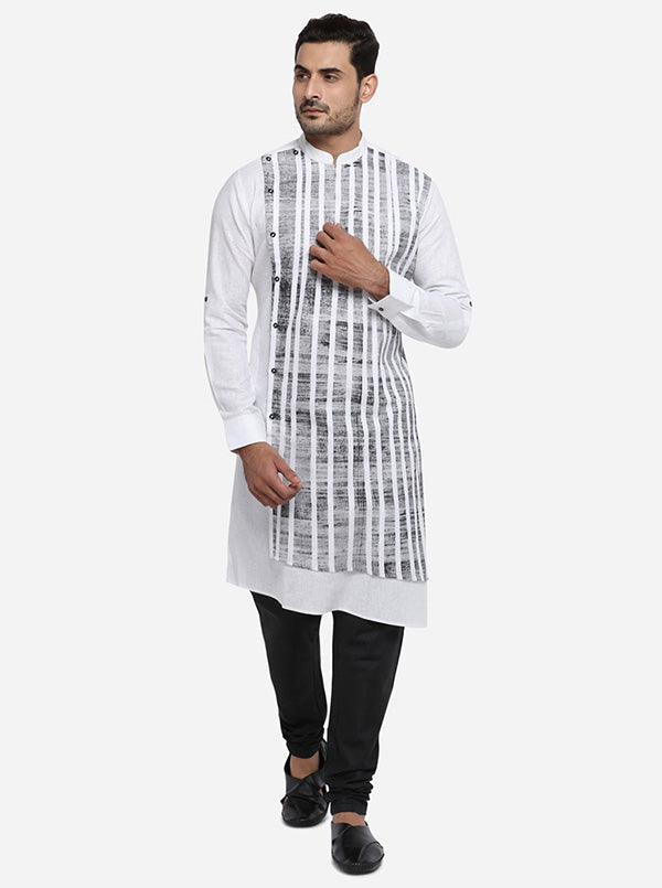 White & Black Kurta Set | Azania