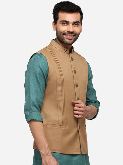 Khaki Bandhgala Jacket | JB Studio