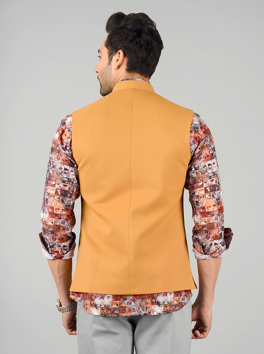 Khaki Bandhgala Jacket | Greenfibre