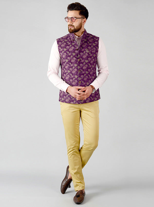 Purple Bandhgala Jacket | JB Studio