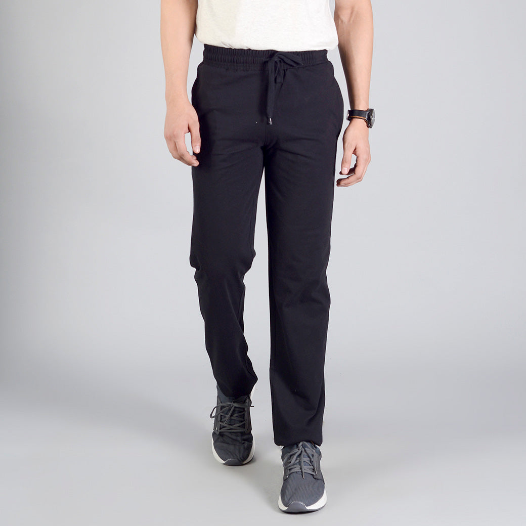 Black Solid Regular Fit Track Pants | JadeBlue