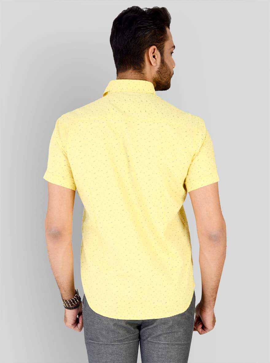 Lemon Yellow Printed Smart Fit Casual Shirt | Greenfibre