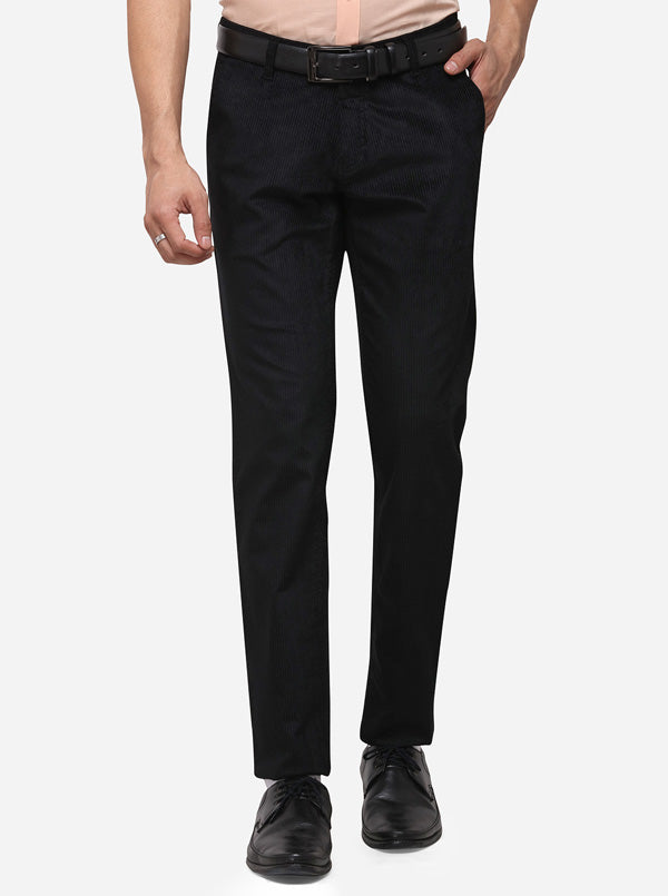 Black Super Slim Fit Solid Formal Trouser | JB Studio