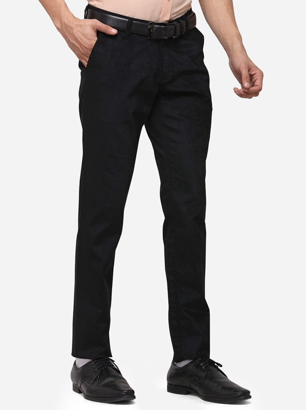 Black Super Slim Fit Solid Formal Trouser | JB Studio