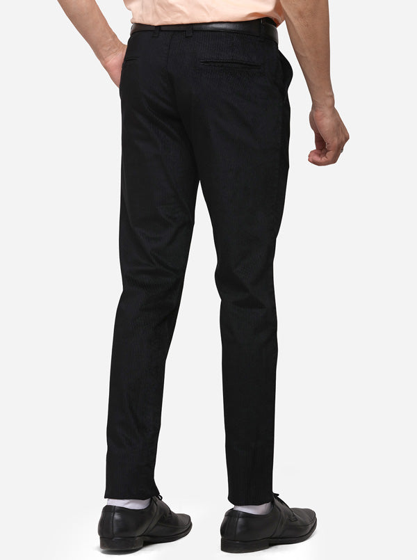 Black Super Slim Fit Solid Formal Trouser | JB Studio