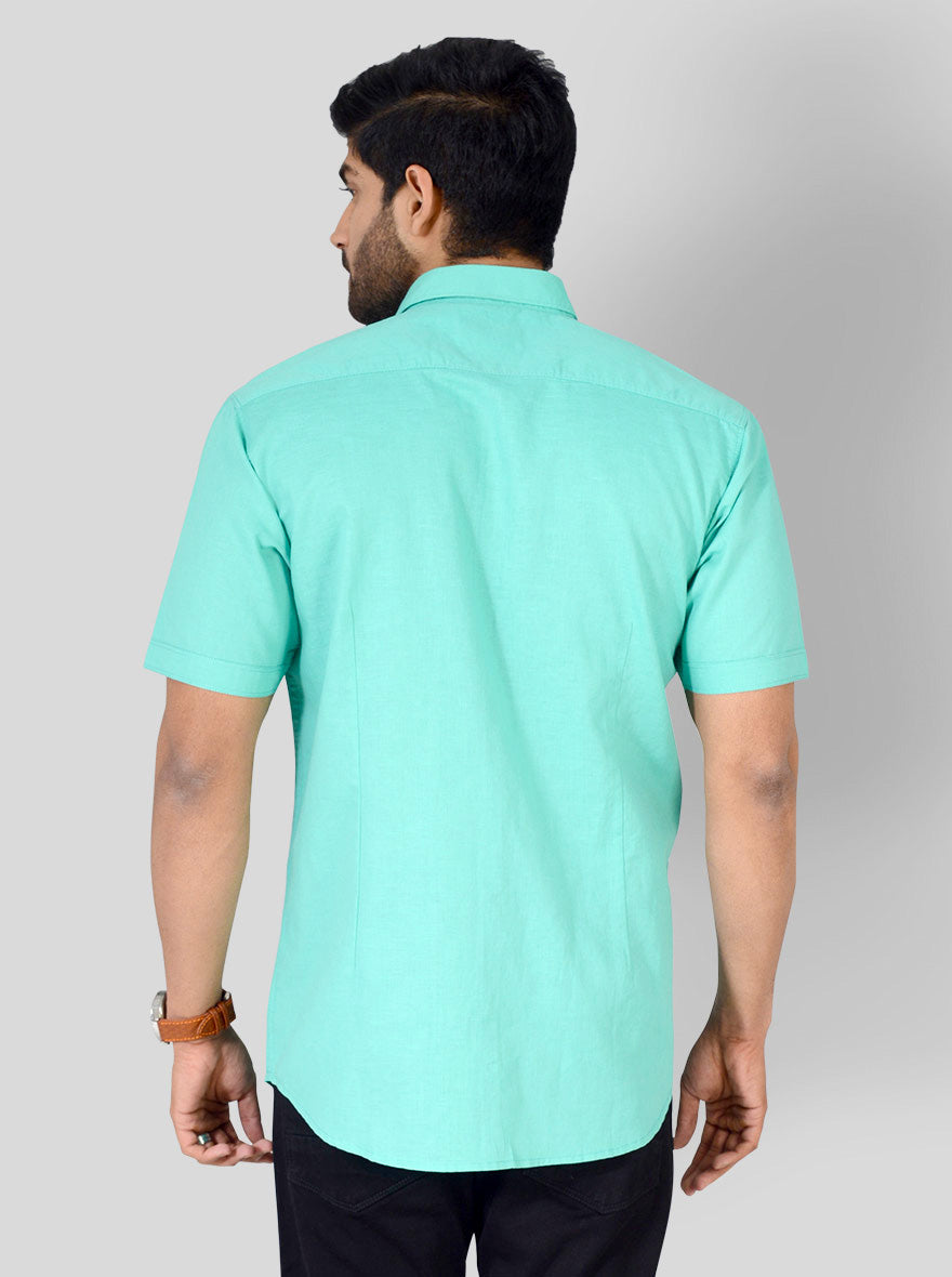 Sea Green Solid Slim Fit Casual Shirt | JB Sport