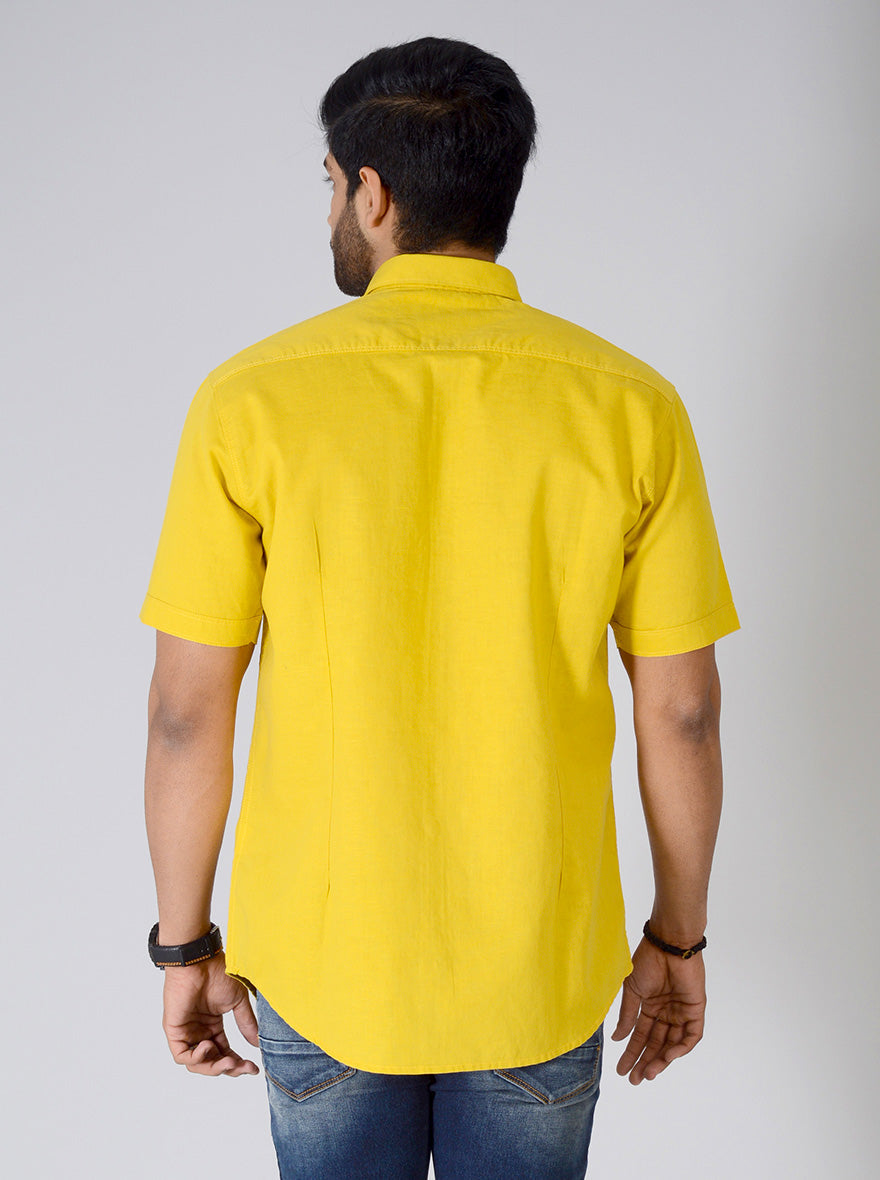 Bright Yellow Solid Slim Fit Casual Shirt | JB Sport