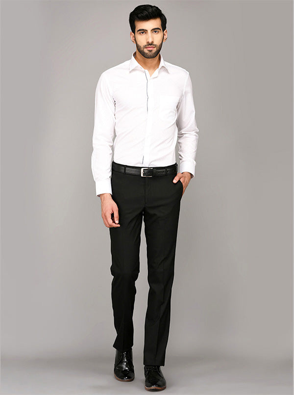 Greenfibre White Dobby Slim Fit Formal Shirt