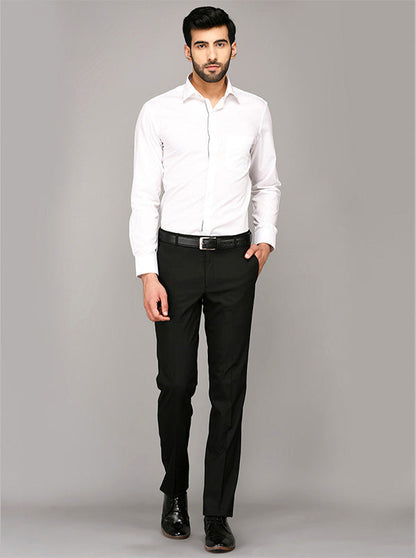 Greenfibre White Dobby Slim Fit Formal Shirt