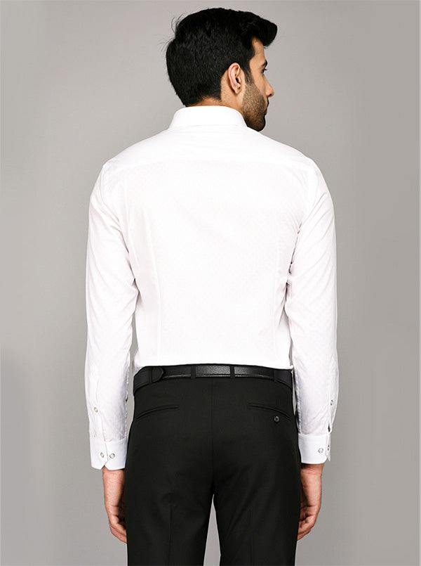 Greenfibre White Dobby Slim Fit Formal Shirt