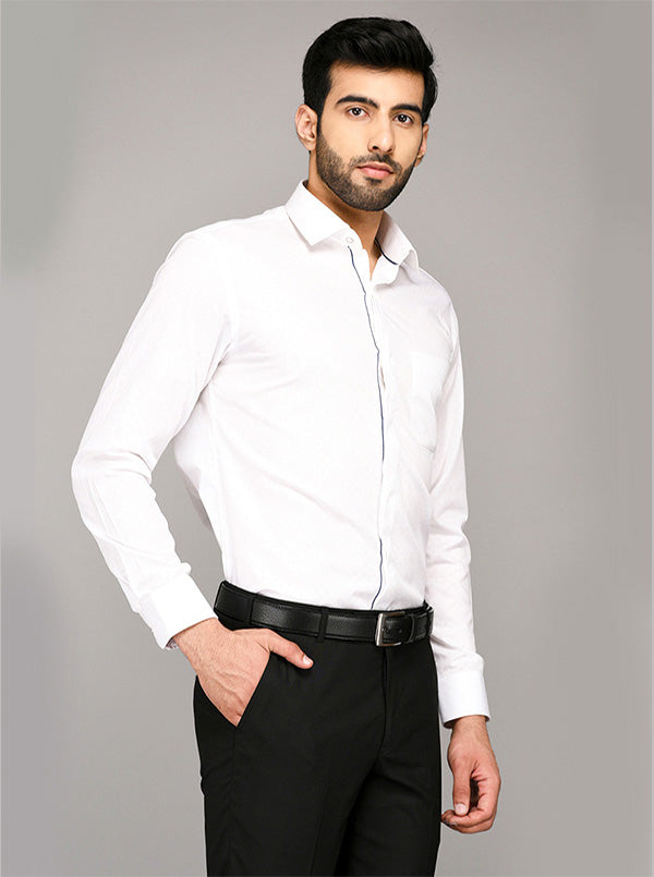 Greenfibre White Dobby Slim Fit Formal Shirt