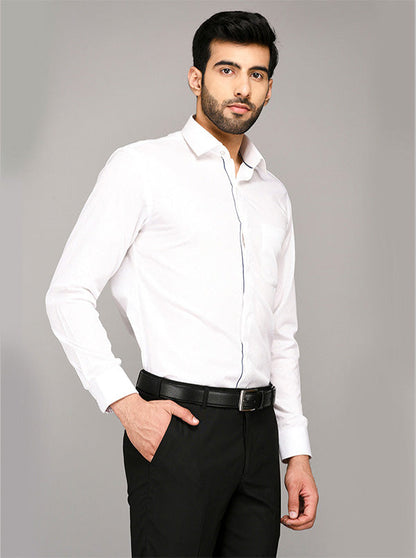 Greenfibre White Dobby Slim Fit Formal Shirt