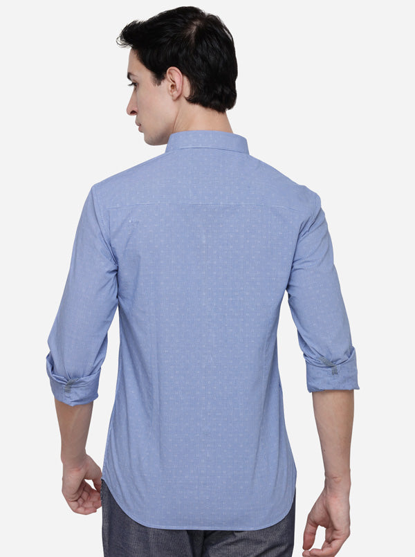 Light Blue Regular Fit Printed Casual Shirt | Greenfibre