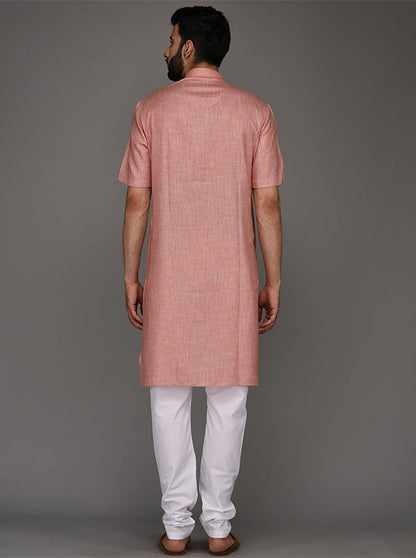 JadeBlue Pink Solid Regular Fit Modi Kurta