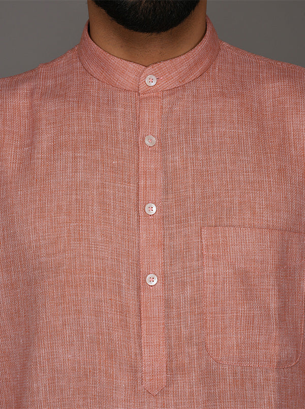 JadeBlue Pink Solid Regular Fit Modi Kurta