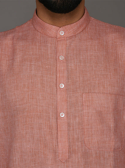 JadeBlue Pink Solid Regular Fit Modi Kurta