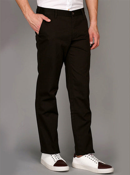 Greenfibre Brown Solid Slim Fit Casual Trouser