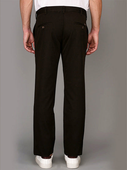 Greenfibre Brown Solid Slim Fit Casual Trouser