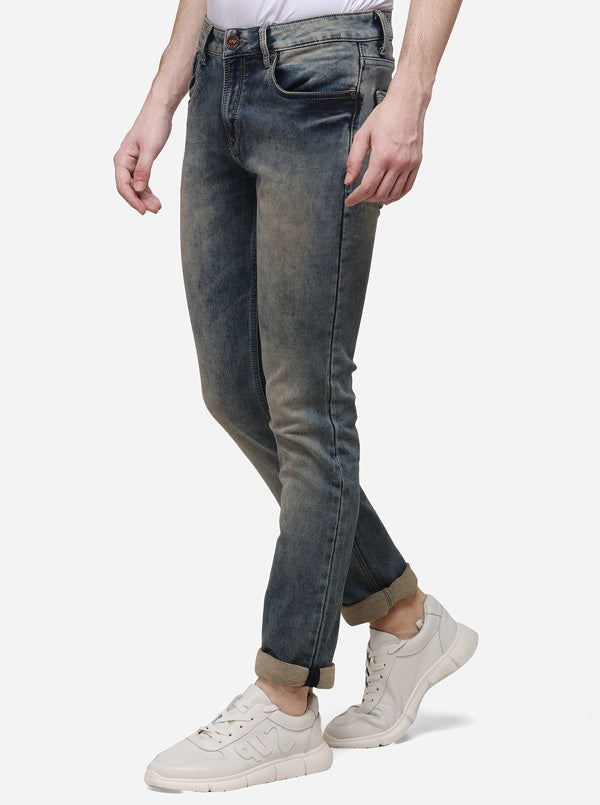 Dusty Blue Narrow Fit Solid Jeans | JB Sport