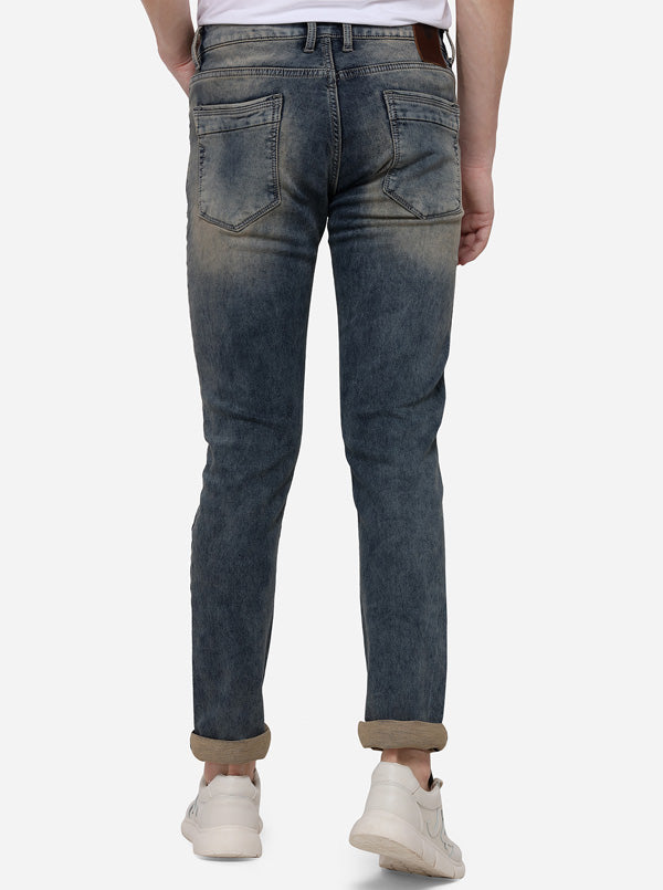 Dusty Blue Narrow Fit Solid Jeans | JB Sport
