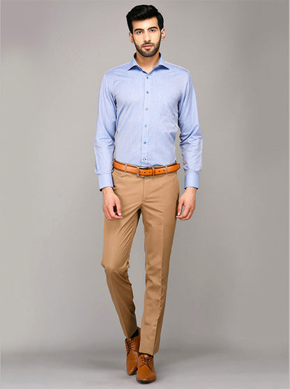 Greenfibre Sky Blue Dobby Regular Fit Formal Shirt
