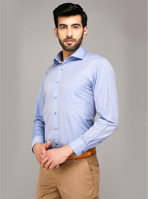 Greenfibre Sky Blue Dobby Regular Fit Formal Shirt