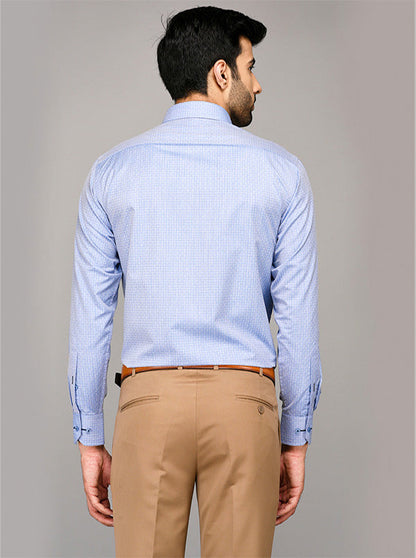 Greenfibre Sky Blue Dobby Regular Fit Formal Shirt