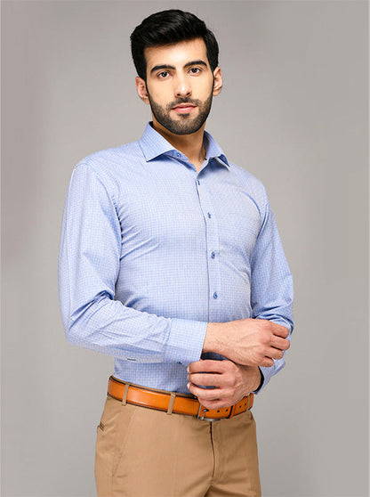 Greenfibre Sky Blue Dobby Regular Fit Formal Shirt