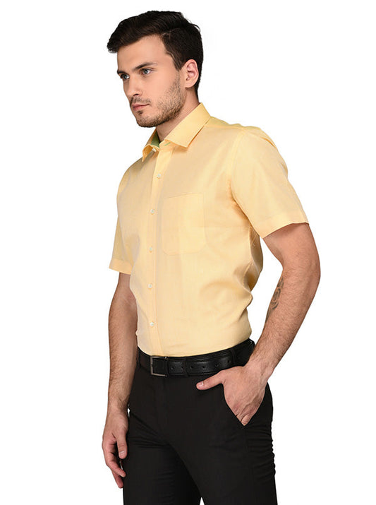 JadeBlue Light Yellow Regular Fit Formal Shirt