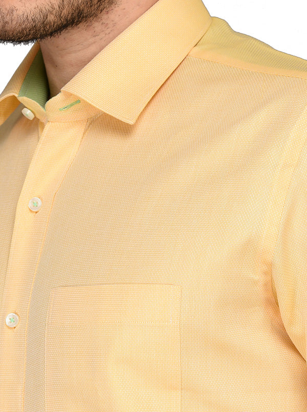 JadeBlue Light Yellow Regular Fit Formal Shirt