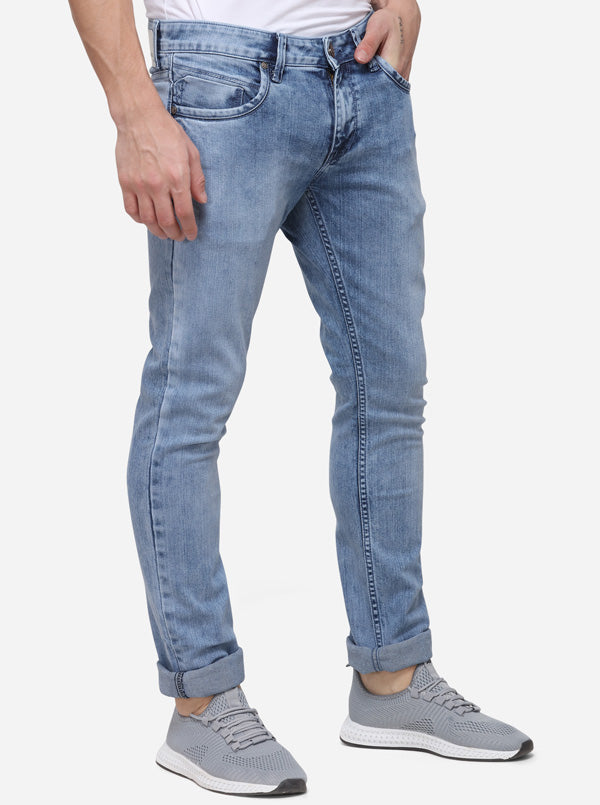 Ash Blue Narrow Fit Solid Jeans | Greenfibre