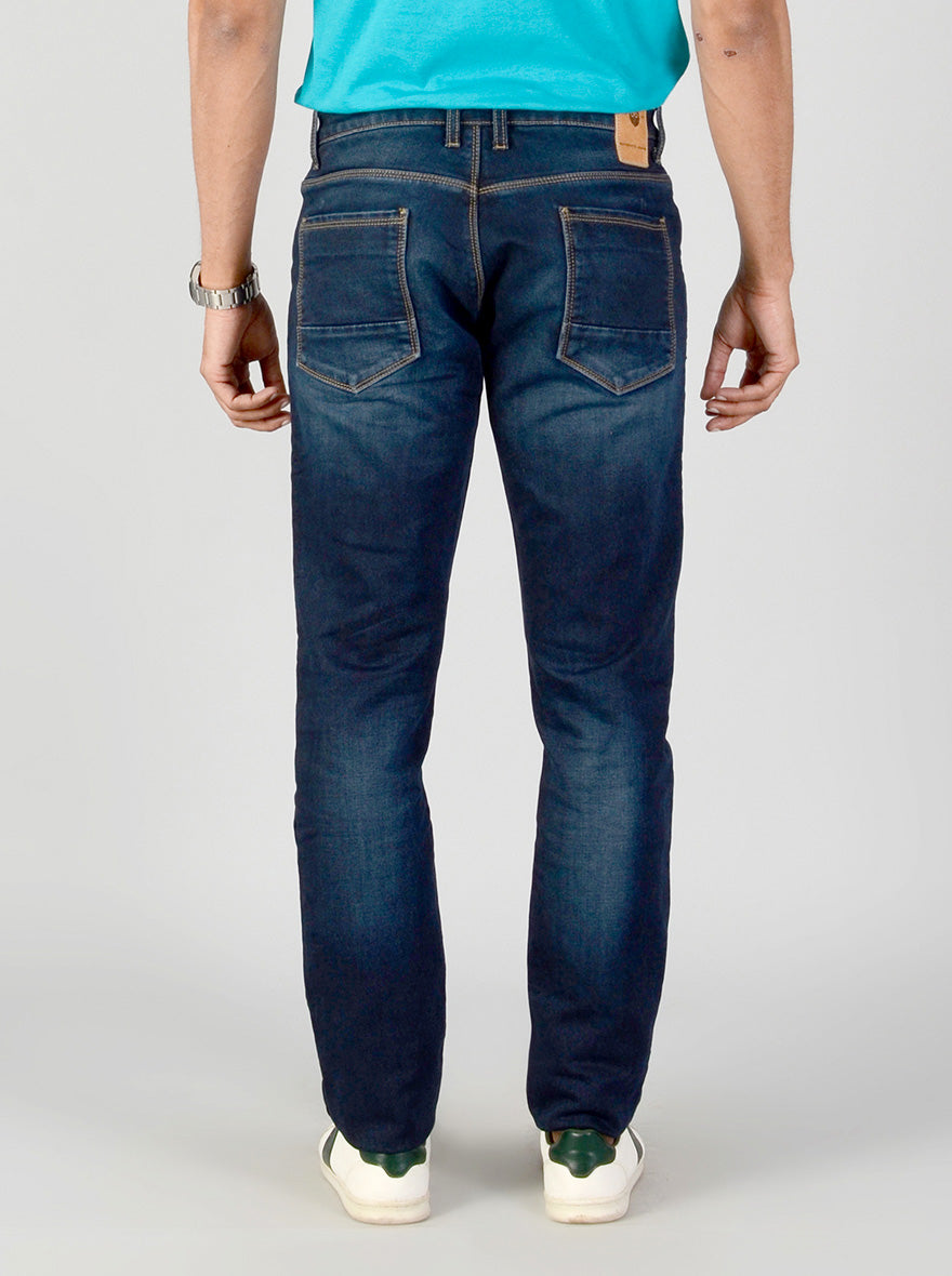 Dark Blue Washed Slim Fit Jeans | JB Sport